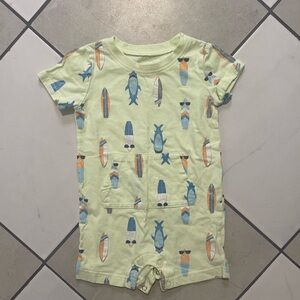 $5/30 George Kids Tee with Surfboards and Sharks - Light Green